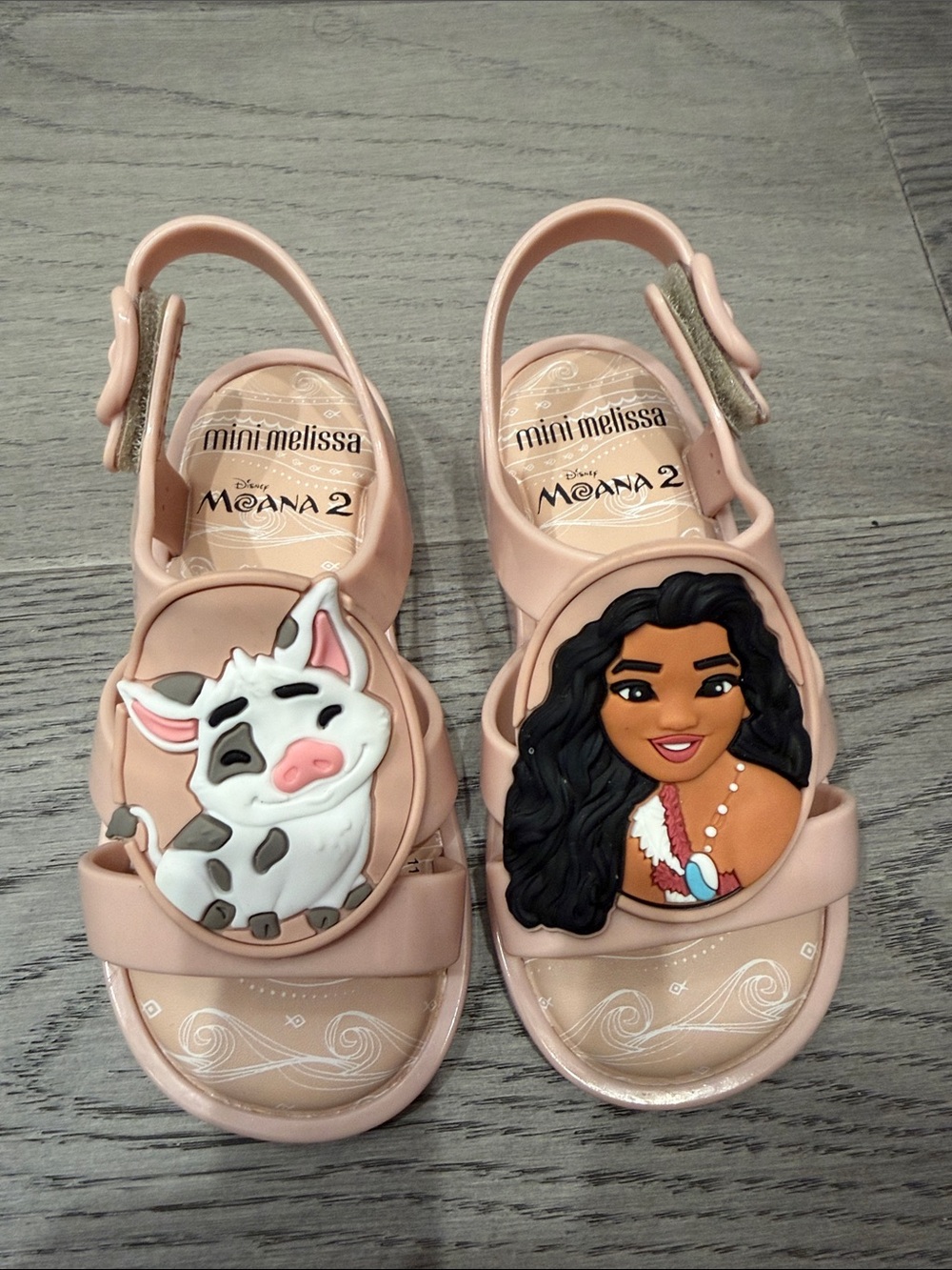 Mini Melissa Girls Pink Moana & Pua Jelly Sandals